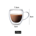 Ly cốc thủy tinh uống cafe, trà nóng, trà sữa, latte đá, đồ uống... chịu nhiệt chống nóng và lạnh, với 2 lớp dày dặn, có tay cầm, pha espresso, cappuccino hay latte, mọi đồ uống tốt. 