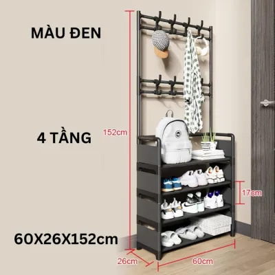Kệ giày dép móc treo đồvà dụng cụ tiện lợi gia cố gấp đôi ống kim loại chắc chắn tiện lợi cho gia đình Easy Stuff phiên bản 2024
