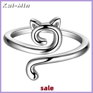 Kui-Min Adjustable Size Yarn Ring Cat Ears Crochet Ring Beginner Knitting Crocheting Loop Thread Wrapped Rings Tension Regulator Tool