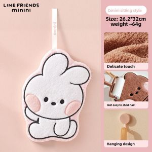LINE FRIENDS Coral Velvet Hanging Hand Towel Absorbent Soft for Kitchen Bathroom LFB418