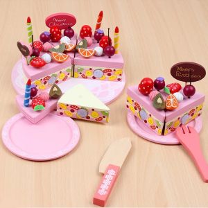Wooden Birthday Cake Toy Set/Wooden Cake Cutting/Birthday Party DIY Cake for Children/Educational Toy /Pretend Play Toy