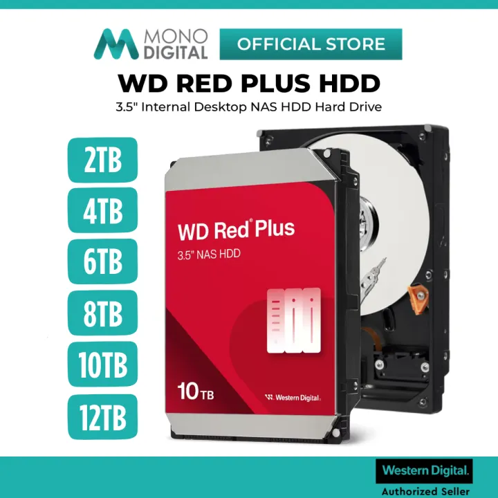 WD WESTERN DIGITAL INT HDD RED PLUS NAS 3.5" INTERNAL SATA lll INTERNAL HARD DRIVE DESKTOP HARD DISK HARDDISK - 2TB / 4TB / 6TB / 8TB / 10TB / 12TB