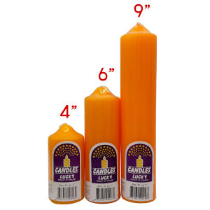 เทียนพิลล่า ขนาด 20 หุน 8 สี แบรนด์ Lucky สูง 4" 6" 9" ประจำวันเกิด ไหว้พระ บูชาเทพ Pillar Candle Home Decoration