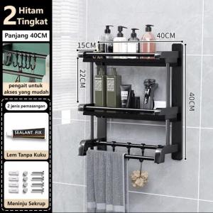 Rak Sabun Kamar Mandi Rak Bumbu Dapur Rak Kamar Mandi Stainless Hitam Dinding Rak Handuk Kamar Mandi