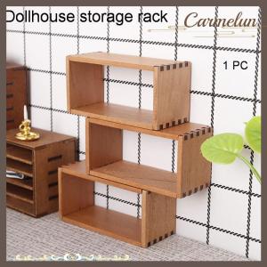 [Carmelun] 1Pcs 1:12 Dollhouse Miniature Wooden Storage Cabinet Storage Rack Bookshelf Model Furniture Accessories Toys