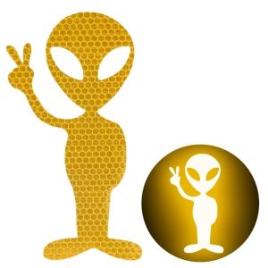 10pcs Car Alien Pattern Reflective Sticker Auto Motorcycle Night Safety Driving High Reflectivity Film Decal Helmet DIY Decoration