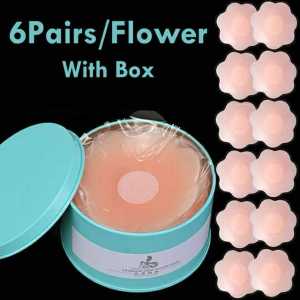 🇲🇾STOCK KL (6 Pairs) FELLO Reusable Silicone Pad Self Adhesive Women Lady Nipple Cover Nipple Tape Nu bra Breast Pad Invisible Box 现货乳贴