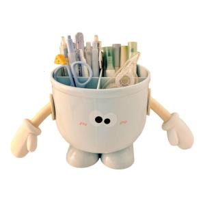 Sweet big eye pen holder student desktop storage box stationery large capacity small foot pen holder