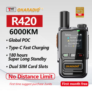 Free SIM Card OKARADIO R420 4G POC Radio 6000KM Long Range Walkie Talkie 180Hours Long Standby Group Call for Philippines