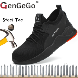 Brand GenGeGo COD （Datang Dalam 3 Hari）Sepatu Safety Boots Pria Cowok Touring Tracking Ujung Besi Kerja Proyek Olahraga Lapangan Safety Shoes