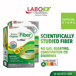 [2 Boxes] LABO Nutrition Bioactive Organic Fiber Bloat-free Sunfiber Supplement for Digestion Bowel Regularity Gut Health Weight Slimming Diarrhea and Constipation No Bloating or Gas •  30 Sachets