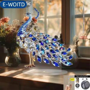 E-WOITD 1Pcs 2D Phẳng Acrylic Bức Tượng Sang Trọng Pha Lê Con Công Trang Trí Bàn Trang Trí Cho Phòng Ngủ Phòng Khách Văn Phòng