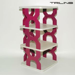 RAK SEPATU X KOREA Plastik Tempat Penyimpanan sandal boneka zig zag 4 tingkat - TRILINS WHITE BASE