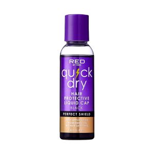 Red by Kiss Quick Dry Hair Liquid Cap Strong Lightweight Protection from Weaves Glue Damage Fast Application Quick Drying & Easy Removal Keratin & Tea Tree Enriched (Black 2oz)