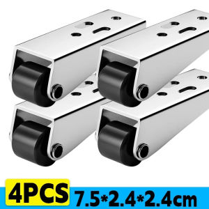 4 ชิ้น ลูกล้อประตูบานเลื่อนแบบลูกรอกสแตนเลส ลูกล้อประตูบานเลื่อนแนวตั้งอเนกประสงค์/ ลูกล้อด้านล่างแบนแบบหมุนที่รองรับทุกจุด/ ลูกล้อประตูบานเลื่อนที่ใช้งานง่าย