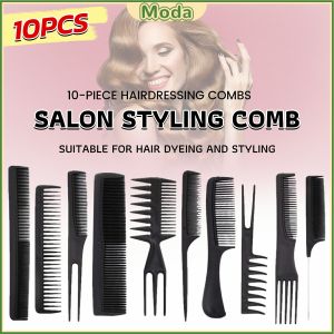 Moda10 Pcs/set Styling Comb Black Professional Salon Hair Styling Barbers Brush Combs Set