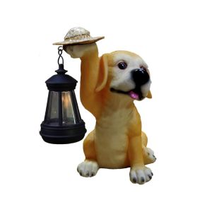 VJ5YE เรซิน เครื่องประดับพลังงานแสงอาทิตย์สำหรับสุนัข สร้างสรรค์และสร้างสรรค์ น่ารักน่ารักๆ เครื่องประดับรูปแกะสลักศิลปะ ภูมิทัศน์ขนาดเล็กมาก กันน้ำกันน้ำได้ ไฟรูปปั้นลูกสุนัข กิจกรรมกลางแจ้งกลางแจ้ง