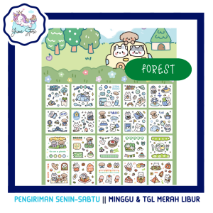 YUME SHOP - 1 lbr Stiker 2D Waterproof Sticker Botol Viral Diary Scrapbook DIY PET Lucu Aesthetic