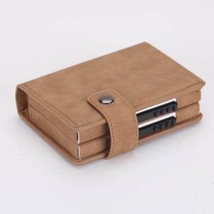 rfid blocking card holder with printing logo anti rfid blocking metal card holder Aluminum double box