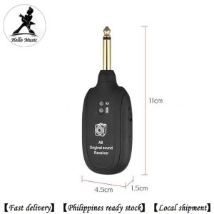 A8 UHF Guitar Pickup Audio Transmitter Receiver Electric Guitar Bass Violin Built-In Rechargeable