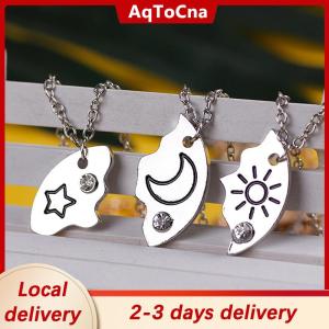 [COD] AqToCna Ship within 24 hours 3Pieces New Round Sun Star Moon Pendant Necklace Fashion Best Friend Forever Friendship BFF Men And Women Charm Chokers 2023