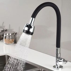 Black Kran Air Fleksibel WastafelKran Angsa Fleksibel  180° Alloy Hitam 1/2" Keran Dapur