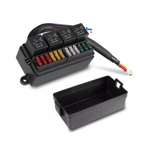 4 Pin/5 Pin Heavy Duty 12-24V 4 Relays 12 Fuses Block Dustproof ABS Housing For Automotive Vehicle Circuit Protection