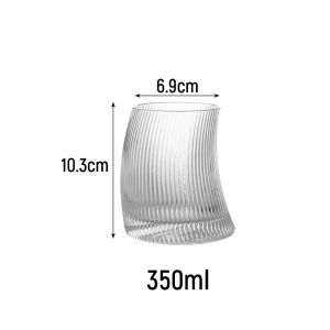 AU 350ml 500ml Creative Vertical Lines Crescent Shaped Glass Juice Beverages Cocktail Glass Water Glass