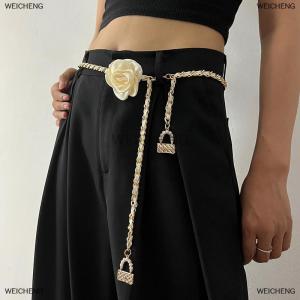 [COD] WEICHENG Fashion Flower Chain Belt Female Waist Adjustable Punk Metal Belts For Women High Quality Luxury Dress Pant Chains