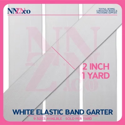 NNZN White Elastic Band Garter (Sold Per Yard) Various Sizes Available