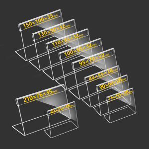 Giấc Mơ Thợ Săn 10Pcs Acrylic Rõ Ràng Giá thẻ treo Nhãn Đứng Bàn Tổ chức L Hình Dạng Bảng Màn hình biển hiệu Đứng Tên Giá đồ đựng thẻ Cho Bán Lẻ Bánh Tự Chọn