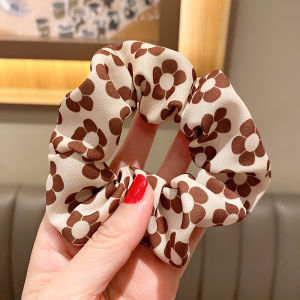Dễ thương họa tiết hình gấu scrunchie dây buộc tóc cho phụ nữ vải mềm Băng đô co giãn lớn với thiết kế hoài cổ