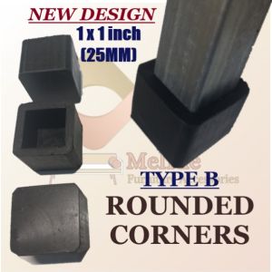 NEW-DESIGN- 1x1 inch (25MM) SQUARE OUTER (ROUNDED CORNERS) HEAVY DUTY Tubular Rubber Footing /Stopper