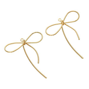 1pc 36x45mm 14K Gold Plated Brass Butterflry Bow Charm Pendant for Earring Necklace Jewelry Making