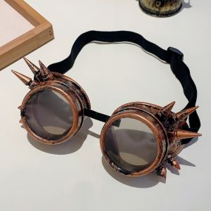 LUMINOU Tinted Round Lenses Steampunk Vintage Style Adjustable Elastic Strap Cosplay Fashion Decorative Spikes Costume Eyewear Cosplay Costumes
