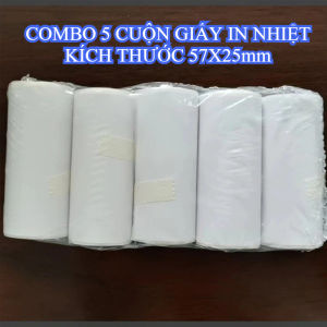 Combo 5 cuộn giấy kích thước 57 x 25mm dành cho máy in nhiệt bluetooth mini bỏ túi