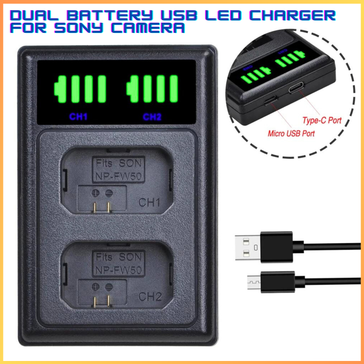 COD KIRIM CEPAT DIGEYE Dual Battery USB LED Charger for Sony Camera NP FW50 / Cas kamera sony cyber shot corp n50 dsc w830 digital universal