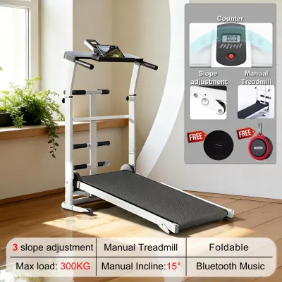 MY-HI Manual Treadmill Foldable Walking Pad Multi-functional LED Threadmill Exercise Equipment For Women