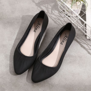 Free Shipping Spring And Autumn Pointed-Toe Flats WomenS Shallow-Toe Wedge Heels Soft-Soled Rain Boots Waterproof Work Shoes Rubber Shoes Non-Slip Work Shoes Rubber Sandals