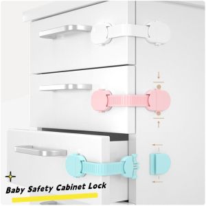 LIAND เอบีเอสเอบีเอส ล็อคป้องกันความปลอดภัย ป้องกันการหนีบมือ มัลติฟังก์ชั่นการใช้งาน ล็อคความปลอดภัยลิ้นชัก ล็อคประตูตู้เย็น มีกาวในตัว ล็อคตู้เพื่อความปลอดภัยของเด็ก การป้องกันทารก