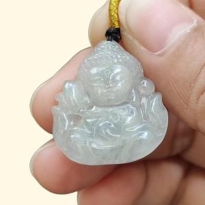 New Arrival Crafted as Baby Buddha on Natural Type A Jadeite Jade as Pendant certificate weighs3.89 grams measurement 23.8 * 21.8 * 4.8 mm (pendant339)