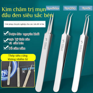 🌸JUELREOU-Bộ dụng cụ kim và nhíp loại bỏ mụn trứng cá và mụn đầu đen / Dụng cụ trị mụn/Kim châm mụn bằng thép siêu cứng