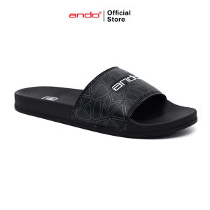 Ando Official Sandal Selop Slip On Geo Pria Dewasa - Hitam/Abu