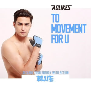 Sarung Tangan Aolikes 112 Pelindung Kaos Tangan Gowes Sepeda Gym Fitnes Hand Glove Half Finger Olahraga Angkat Beban Weightlifting Anti Slip