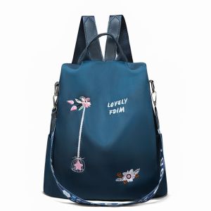 YOCKY Waterproof Embroidery Backpack Zippered Large Capacity Student School Bag Rucksack Anti-theft Travel Knapsack Female