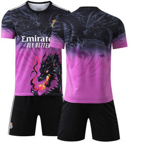 2526 เสื้อฟุตบอลลายมังกรรุ่นพิเศษ สีดำ สีม่วง เบอร์ 9 เสื้อ Mbappe เบอร์ 5 Bellingham เบอร์ 7 เสื้อ Ronaldofootball jersey for men soccer shirt