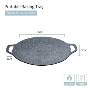 【แสงรสชาติ】กะทะย่าง Pelat Aluminium หินแกรนิตไม่ติดกระทะขนาด30ซม. 34ซม. 38ซม. เหมาะสำหรับเตากลมเตาย่างไร้ควันทุกตะแกรงย่างบาร์บีคิวกระทะกลางแจ้งแคมป์ปิ้งปาร์ตี้ในครอบครัว/บ้าน/ท่องเที่ยว/ปิกนิกบาร์บีคิวสไตล์ปิกนิก