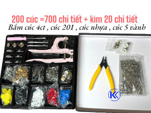 Bộ kìm bấm nút quần áo kèm 700 chi tiết cúc nhựa cúc 4 chi tiết cúc bấm vành dùng cho may mặc