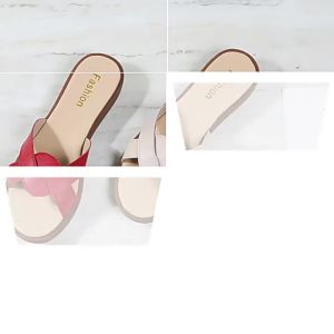 New Summer Style Cowhide Flat Heel WomenS Sandals Fashionable Outdoor WomenS Slippers Korean Style One-Strap Beach Shoes