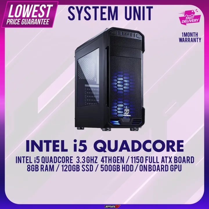 System Unit Cpu intel i5 4th gen 8gb 120gb 500gb hdd Onboard Graphics ...